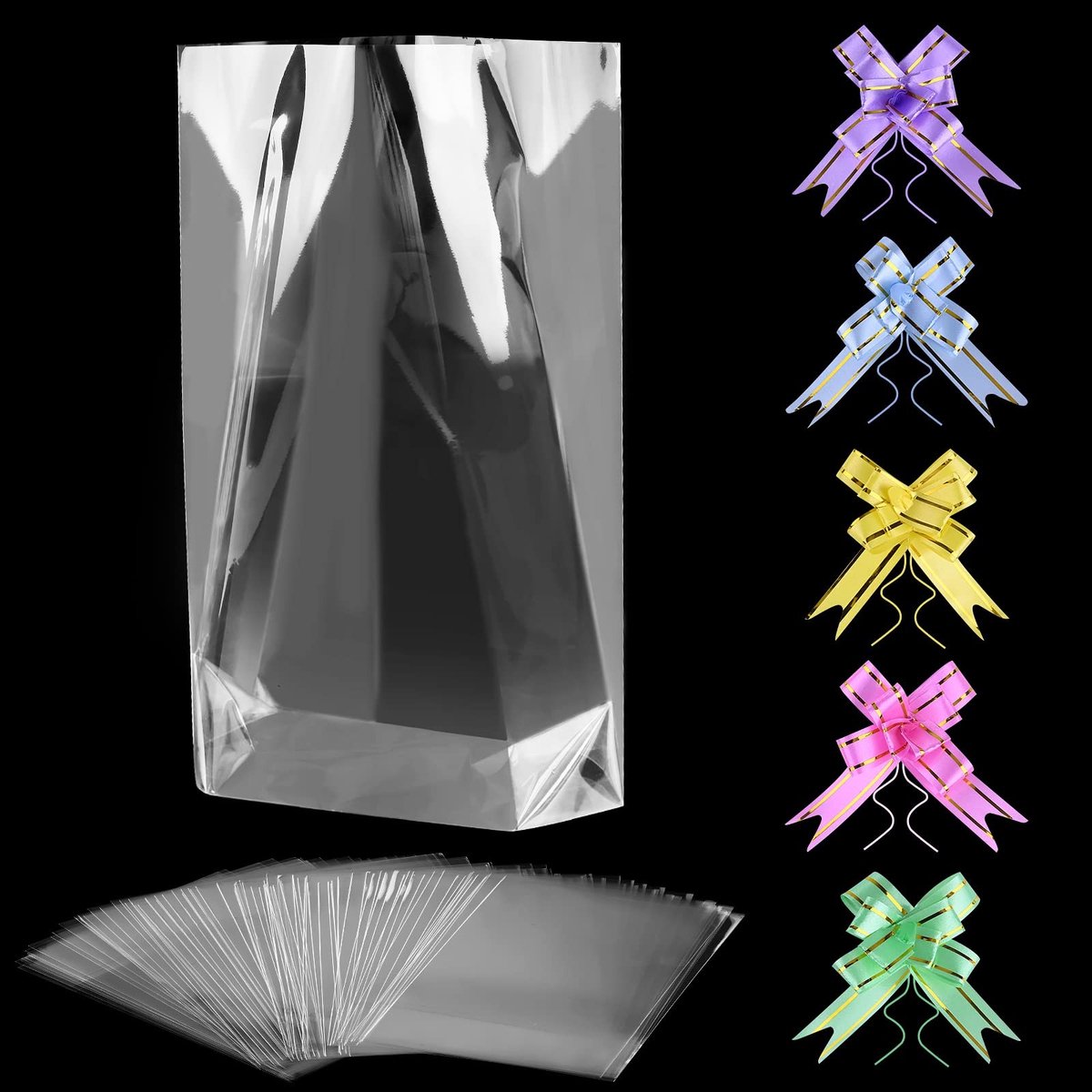 Dailygoods- Cadeauzakjes 50 Stuks - Transparante Cellofaanzakjes 15 x 25 cm - Geschenken - Snoepzakjes - Veilig Voedsel - Uitgebreide Basis - Verpakkingszakjes