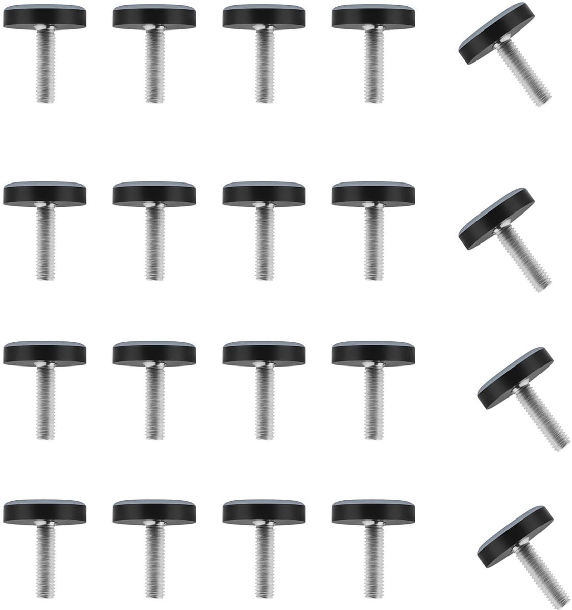 Dailygoods- Meubelglijders Teflon - 20 Stuks - Verstelbare Poten M6 - Hoogwaardig Roestvrij Staal - Duurzaam - Antislip