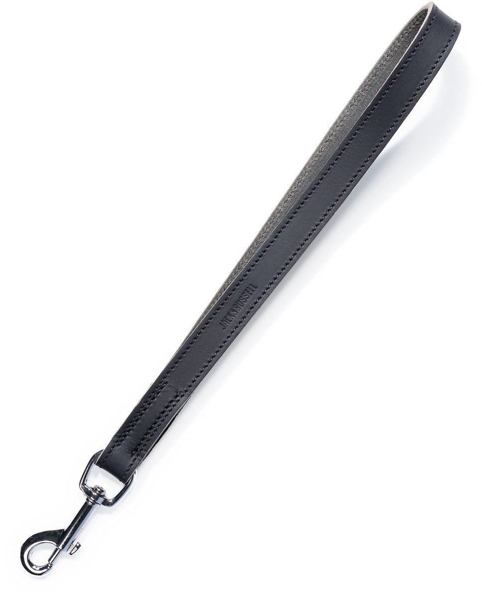 Dailygoods - Korte Hondenriem Pull van Echt Leer - 30 cm Zwart