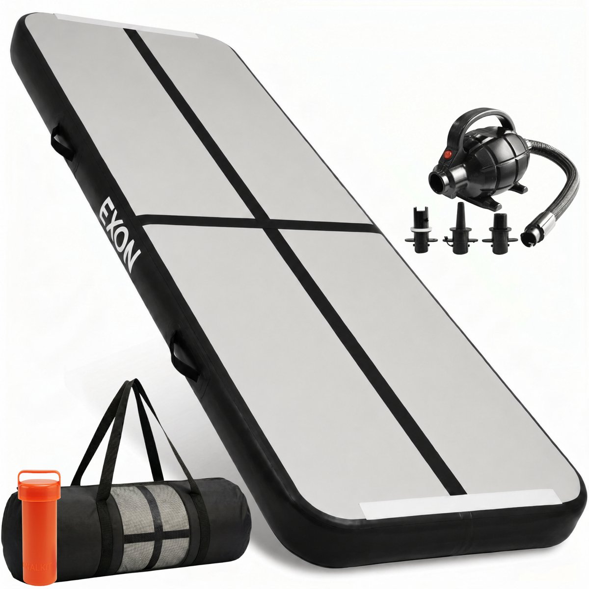 Exon® AirTrack Pro 300x100x20 CM - 20cm Dik - Turnmat - Sporten - Buiten & Binnen - Turnen - Waterproof - Incl. Elektrische Pomp - Zwart