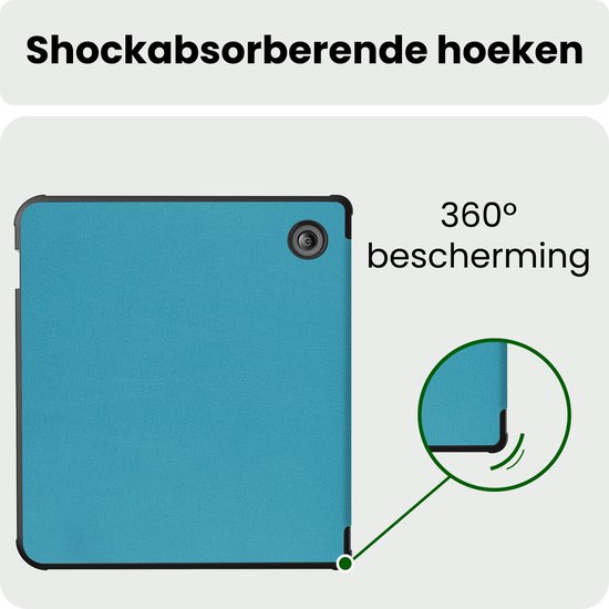 Hoes Geschikt voor Kobo Libra Colour Hoesje Bookcase Cover Hoes Met Screenprotector - Hoesje Geschikt voor Kobo Libra Colour Hoes Cover Case - Turquoise — afbeelding 5