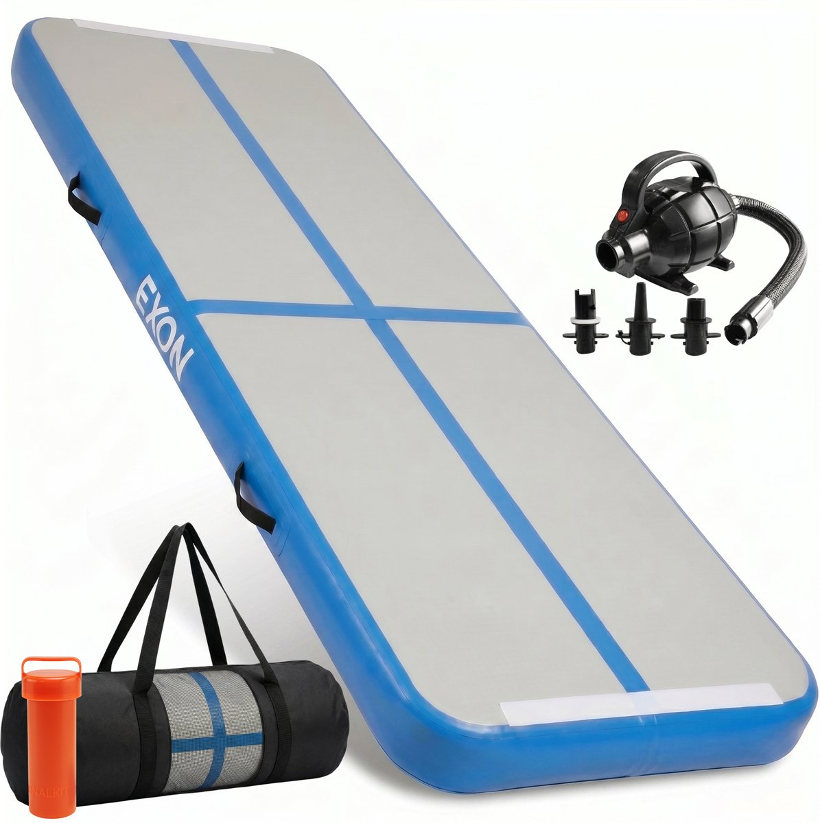 Exon® AirTrack Pro 300x100x20 CM - 20cm Dik - Turnmat - Sporten - Buiten & Binnen - Turnen - Waterproof - Incl. Elektrische Pomp - Blauw