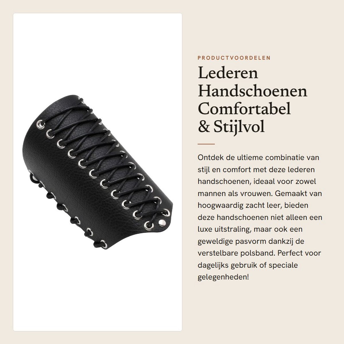 Dailygoods- Handschoenen Heren - Lederen Handschoenen - Verstelbare Polsband - 2 Stuks - Comfortabel - Perfect voor Cosplay - Kostuumhandschoenen