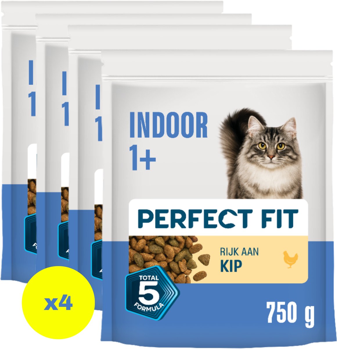 Perfect Fit Perfect Fit Kattenbrokken - Indoor Adult - Kip - 4x750g