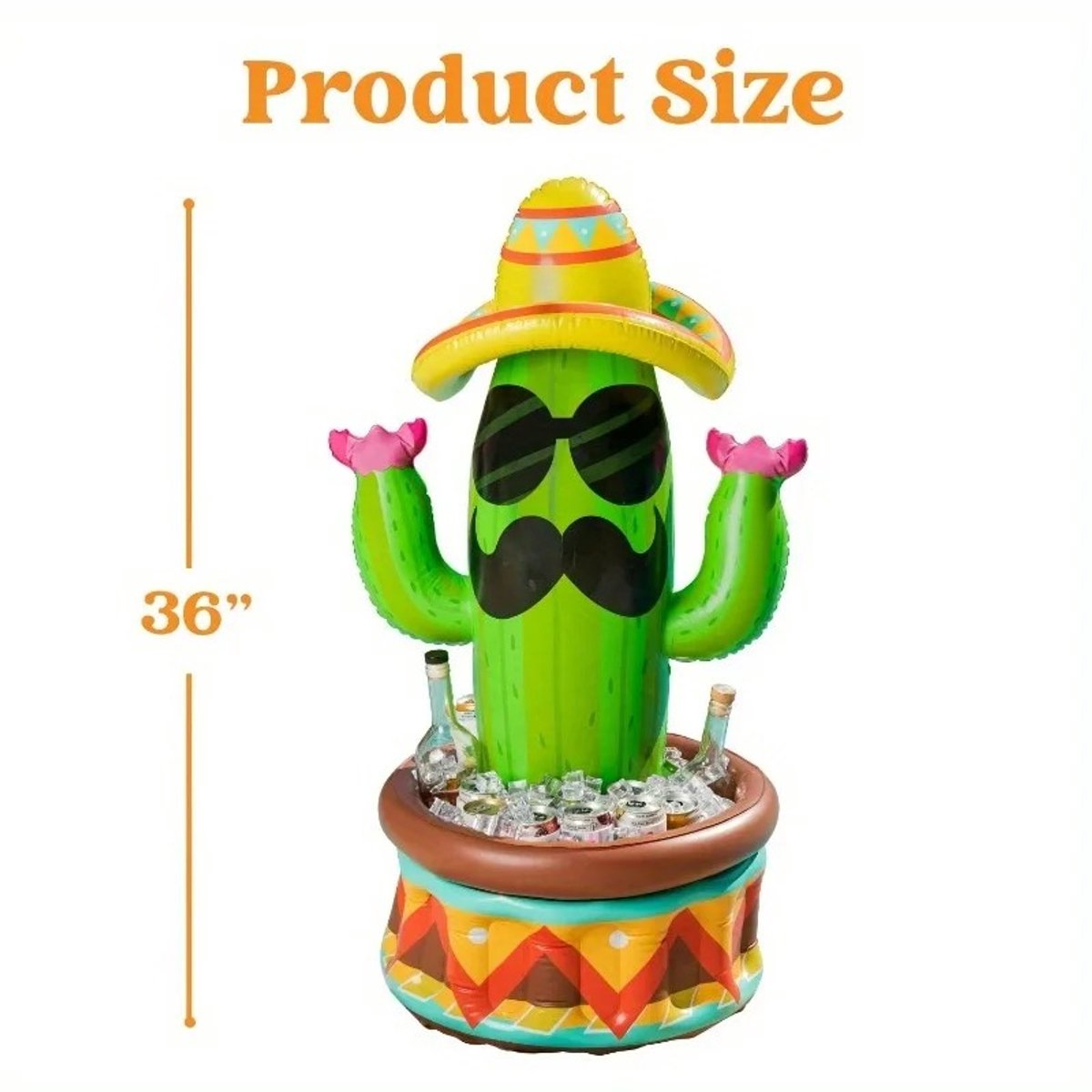 RosaBloom opblaasbare cactuskoeler - Drankkoeler - Ijsbak - Themafeest decoratie - Mexicaanse Fiesta - 91cm - groen
