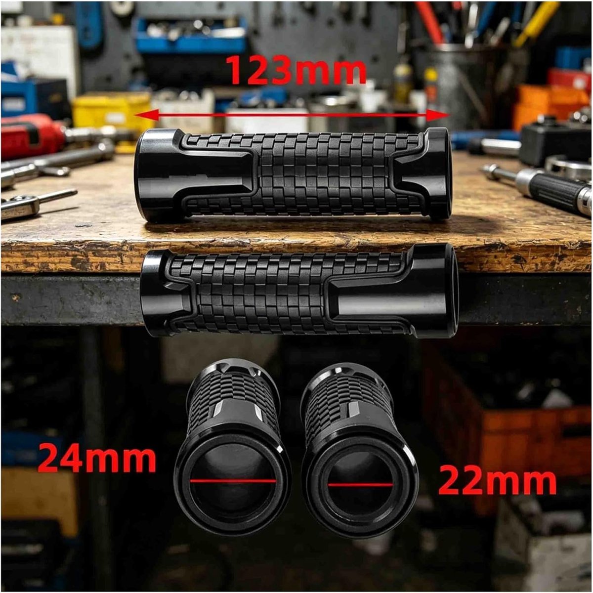 Motorfiets Handvatten - Stuurhandvatten Motor - Verbeteren Grip - Antislip Rubber - 7/8" 22mm - Goud