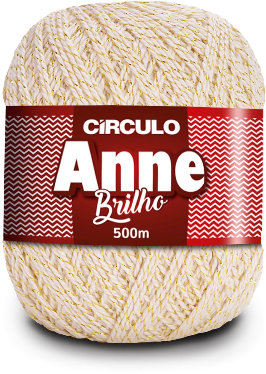 Círculo Anne Brilho - Haakgaren - Gemerceriseerd katoen met metallic vezel - 151 g - 500 m - Naturel