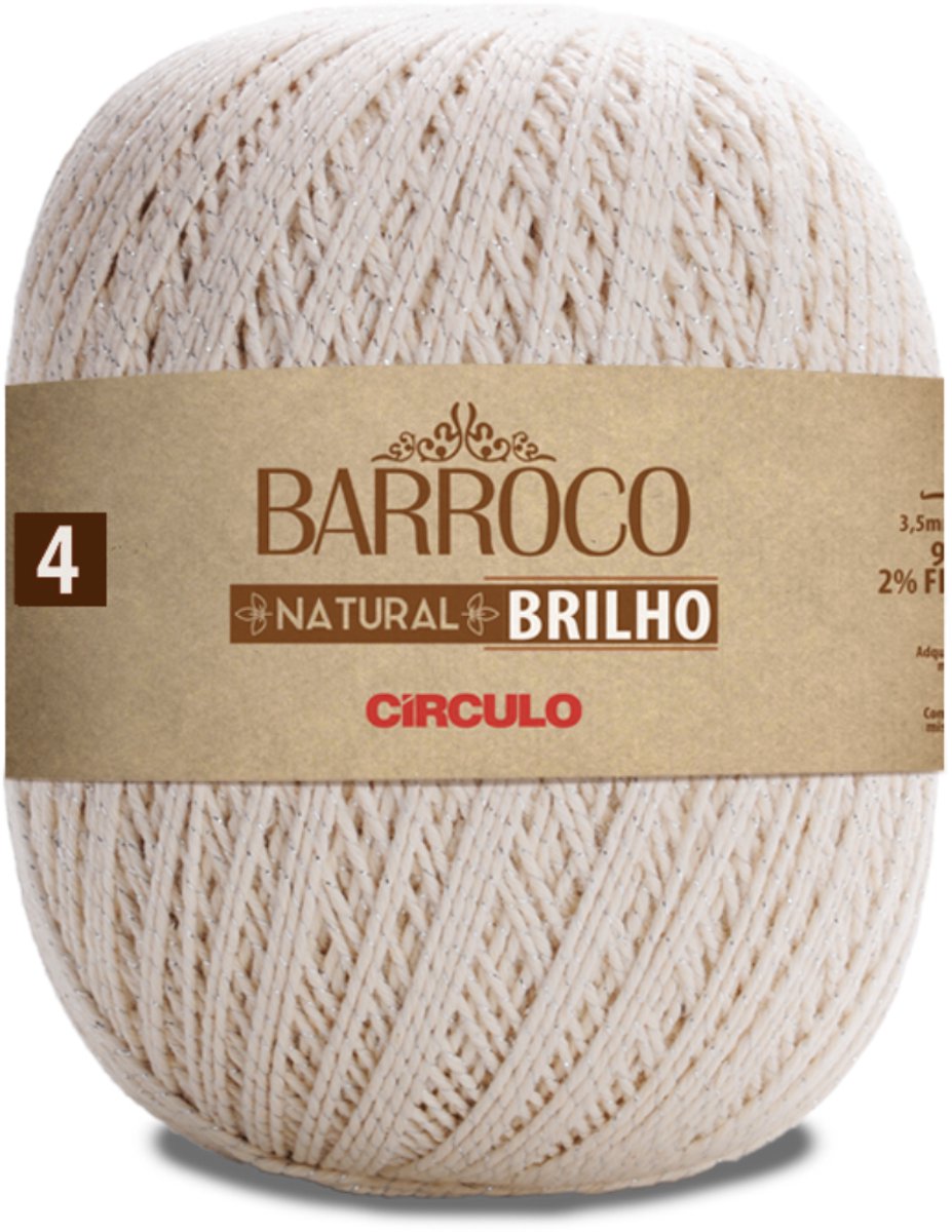 Círculo Barroco Natural Brilho 4 - Katoengaren - 98% katoen & 2% lurex - 700 g - 759 m - Zilver