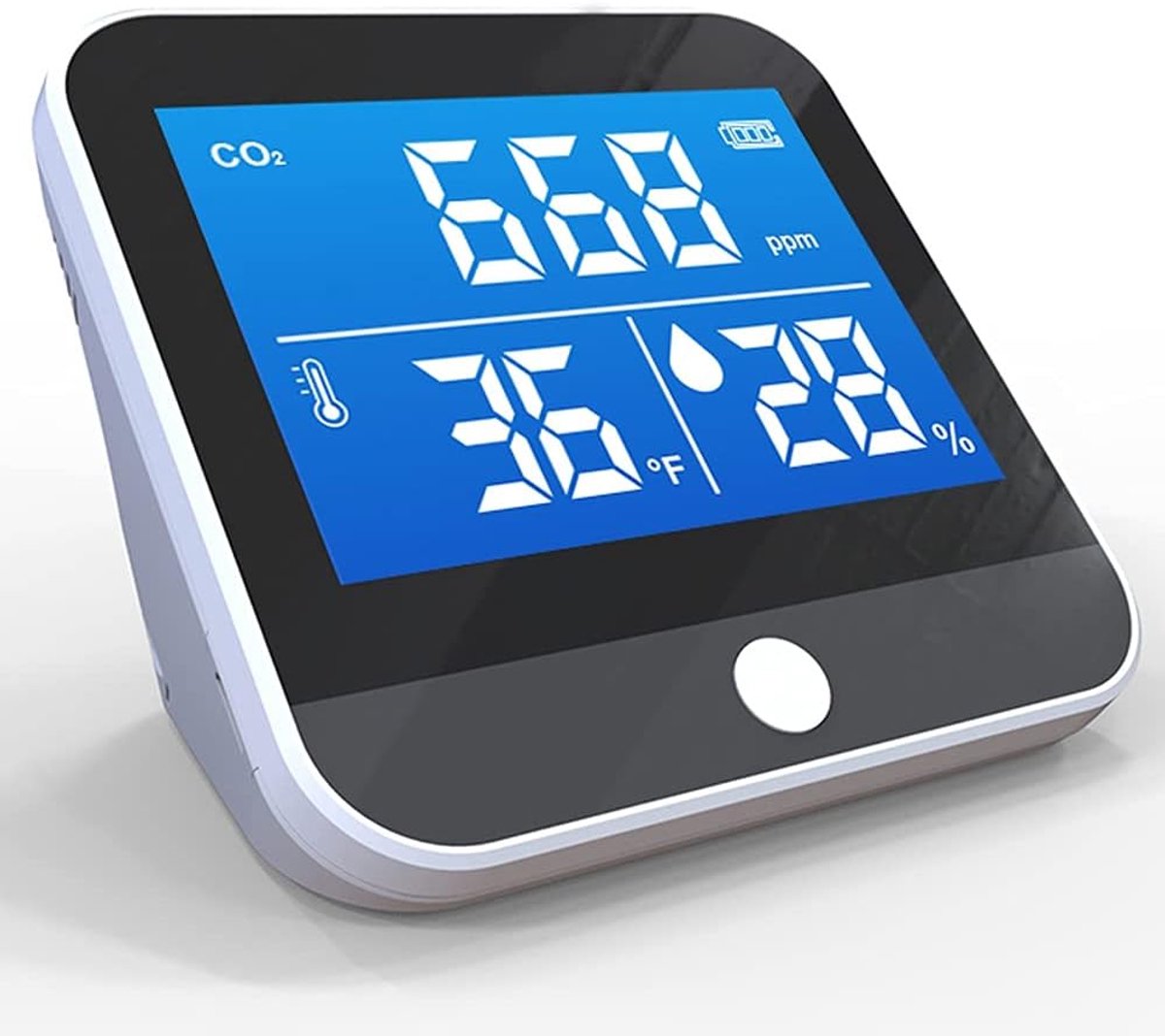 Luchtkwaliteit Monitor - CO2 Detector Vochtigheid - Binnenlucht Meten - Realtime Metingen - 2000 mAh Batterij - One Color