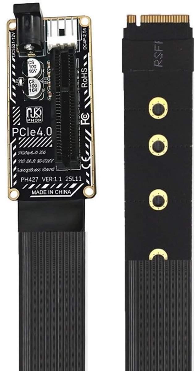 PCIe 4.0 X4 M.2 NVMeadapter met 5v/12v