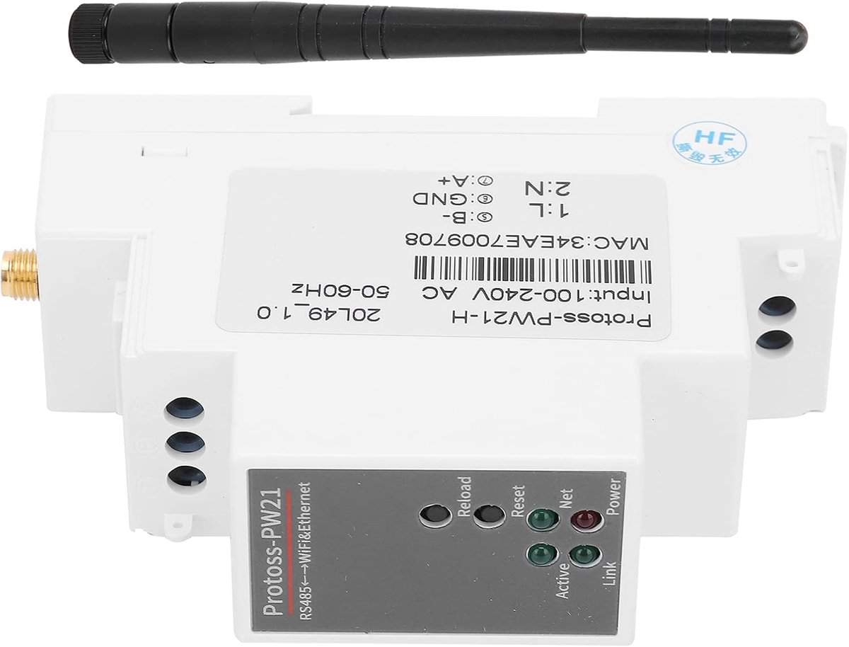 Seriële Server - RS485 naar WiFi - Netwerk Conversie - Ondersteunt Meerdere Protocollen - 10W - Grijs