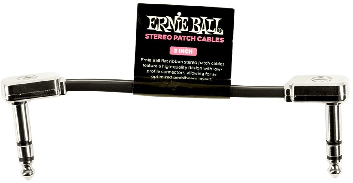 Ernie Ball 6407 patchkabel stereo haaks zwart 7.5 cm