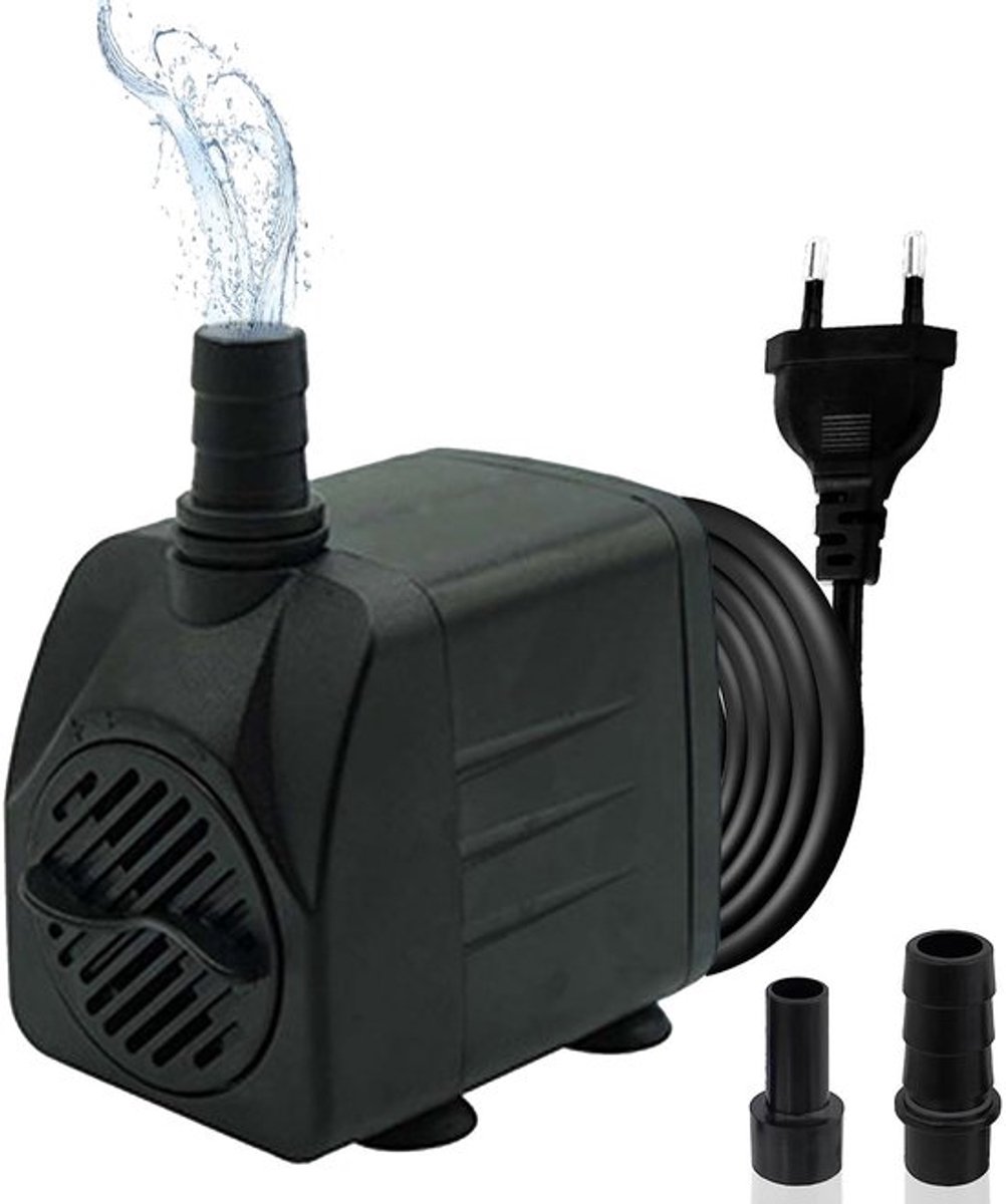 Ultra stille aquariumpomp - 450 l/u 8 W - hoge slag - fonteinpomp met 15 m netsnoer