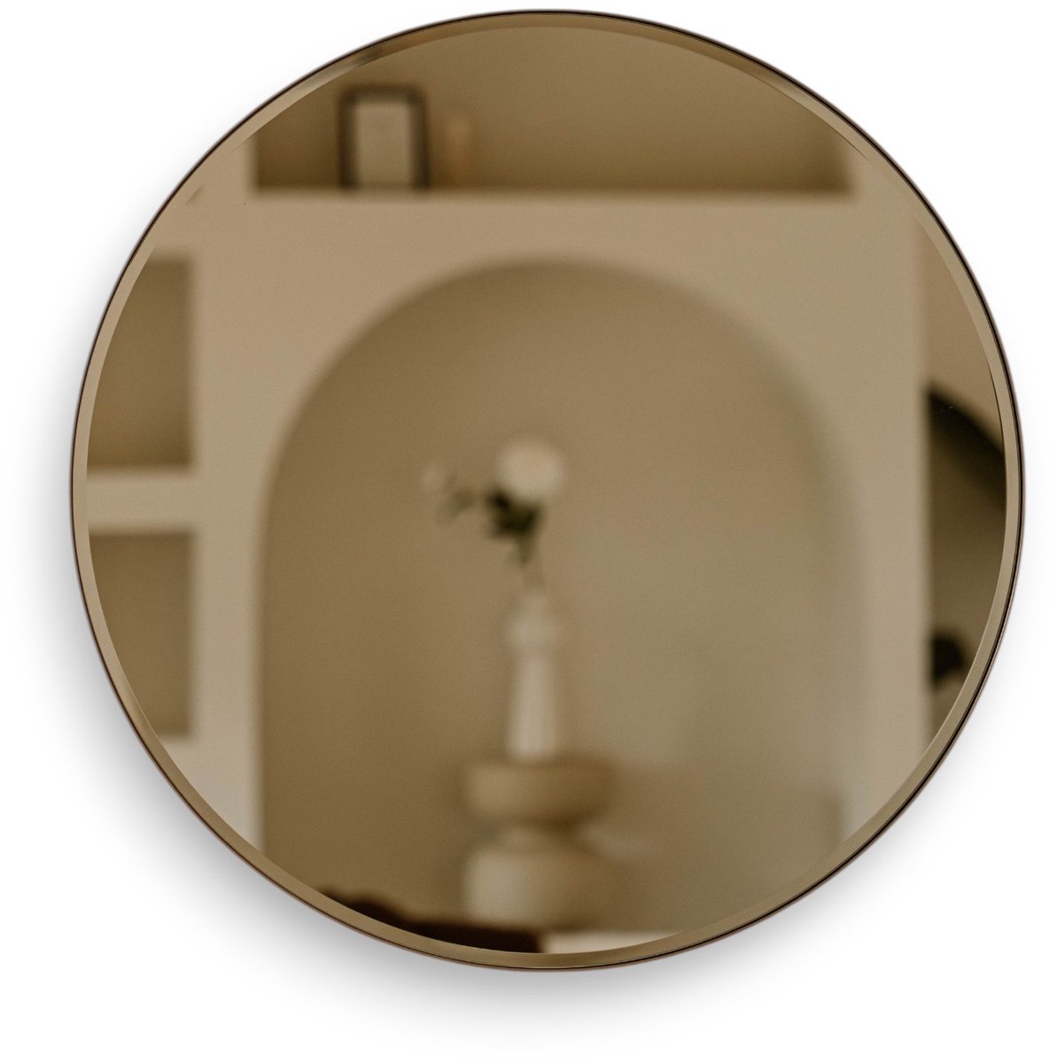 Indore Home - Ronde Wandspiegel Brons – Spiegel met Facet Rand – 60 cm