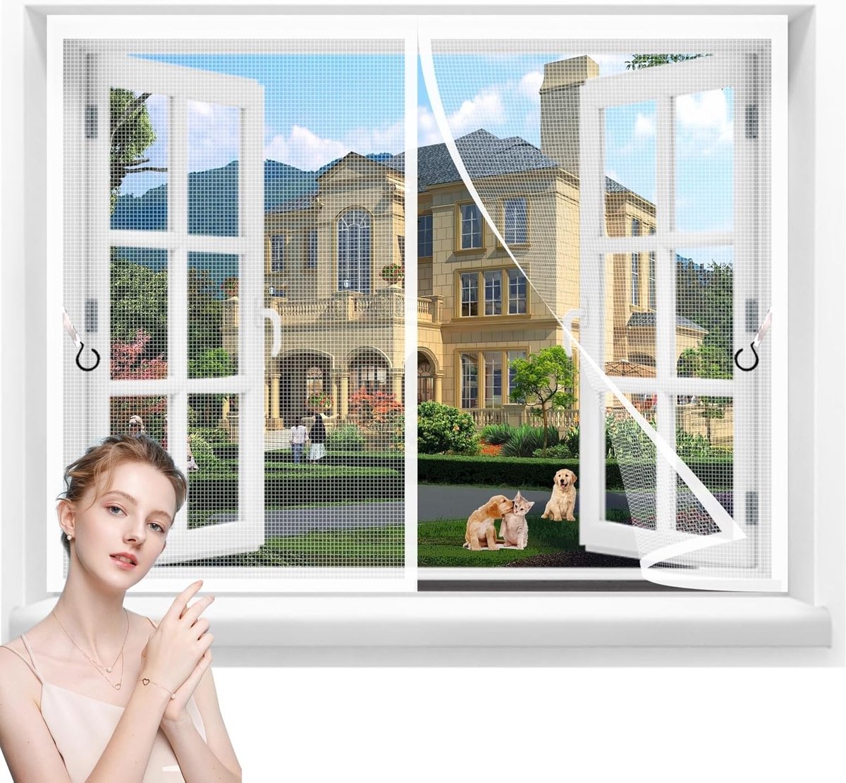 Horrenraam - Wit - Heavy Duty Gaasgordijn - Insectenbescherming - Voor Balkon/Terrasdeur