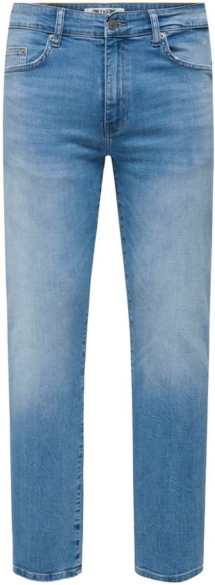 Blauwe spijkerbroek met een rechte pasvorm en middelhoge taille.
