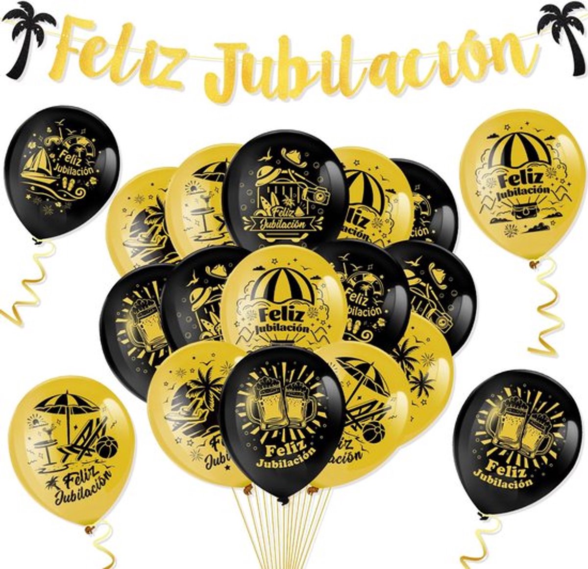 Aladdien - Retirement Party Set - 18 stuks Ballonnen - - Zwart en goud