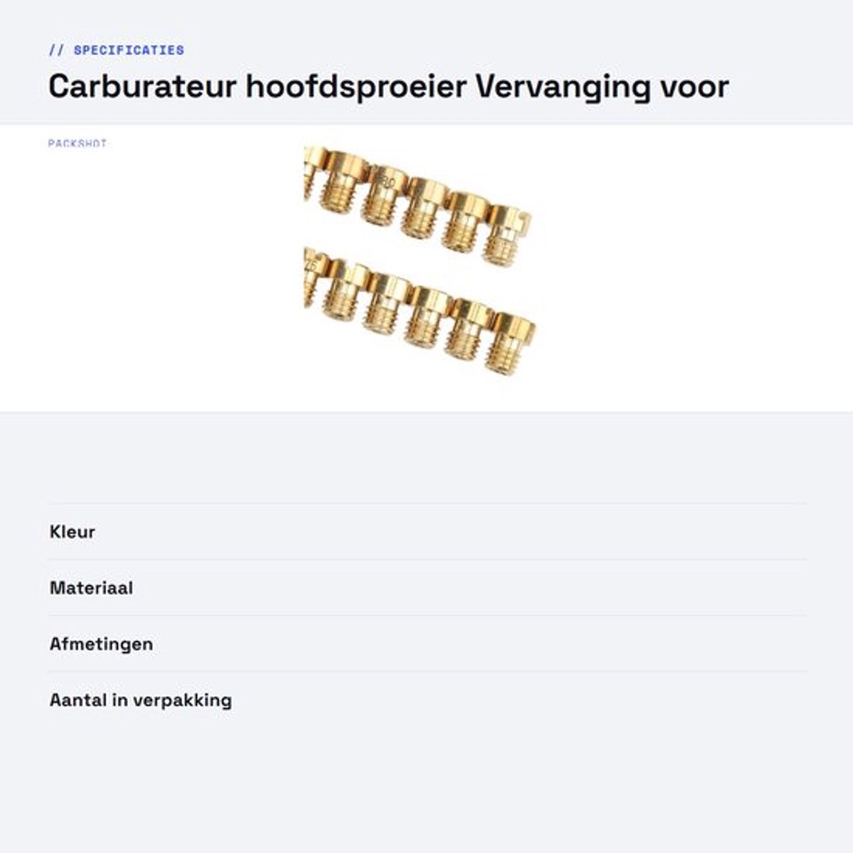 Hoofdsproeier carburateur - Vervang Zeynomax voor Dellorto