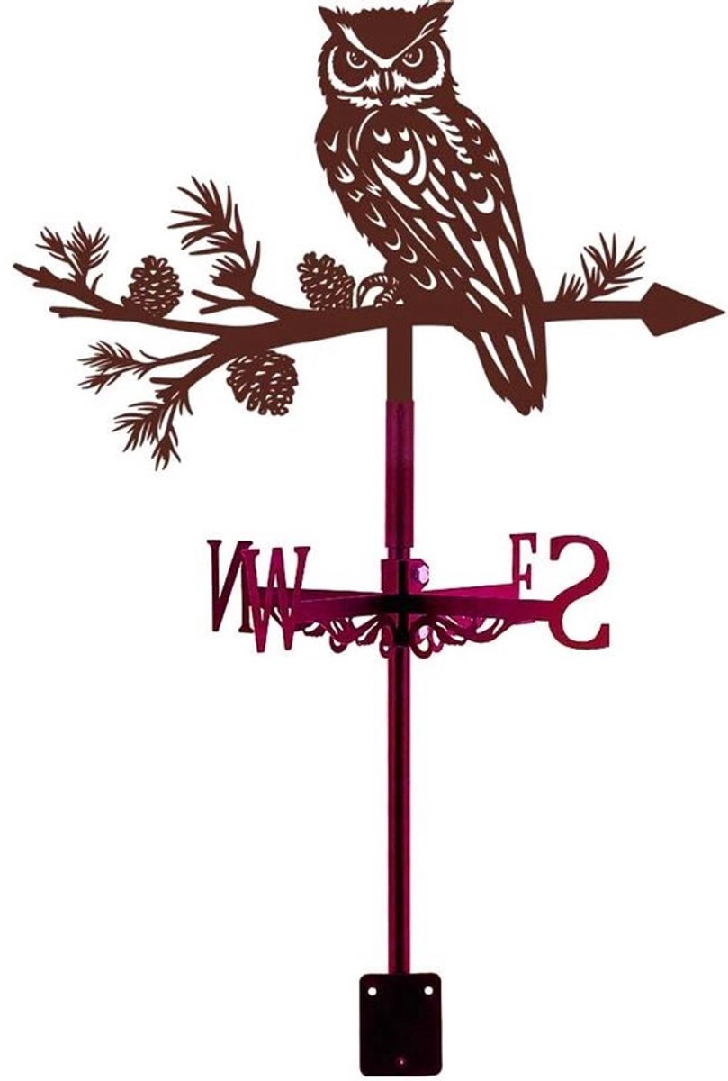 Decoratieve koperen uil als weerwijzer