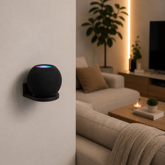 YUOM. Muurbeugel Geschikt voor Apple HomePod mini - Wandhouder - Inclusief Schroeven en Pluggen - Zwart van YUOM. — afbeelding 5