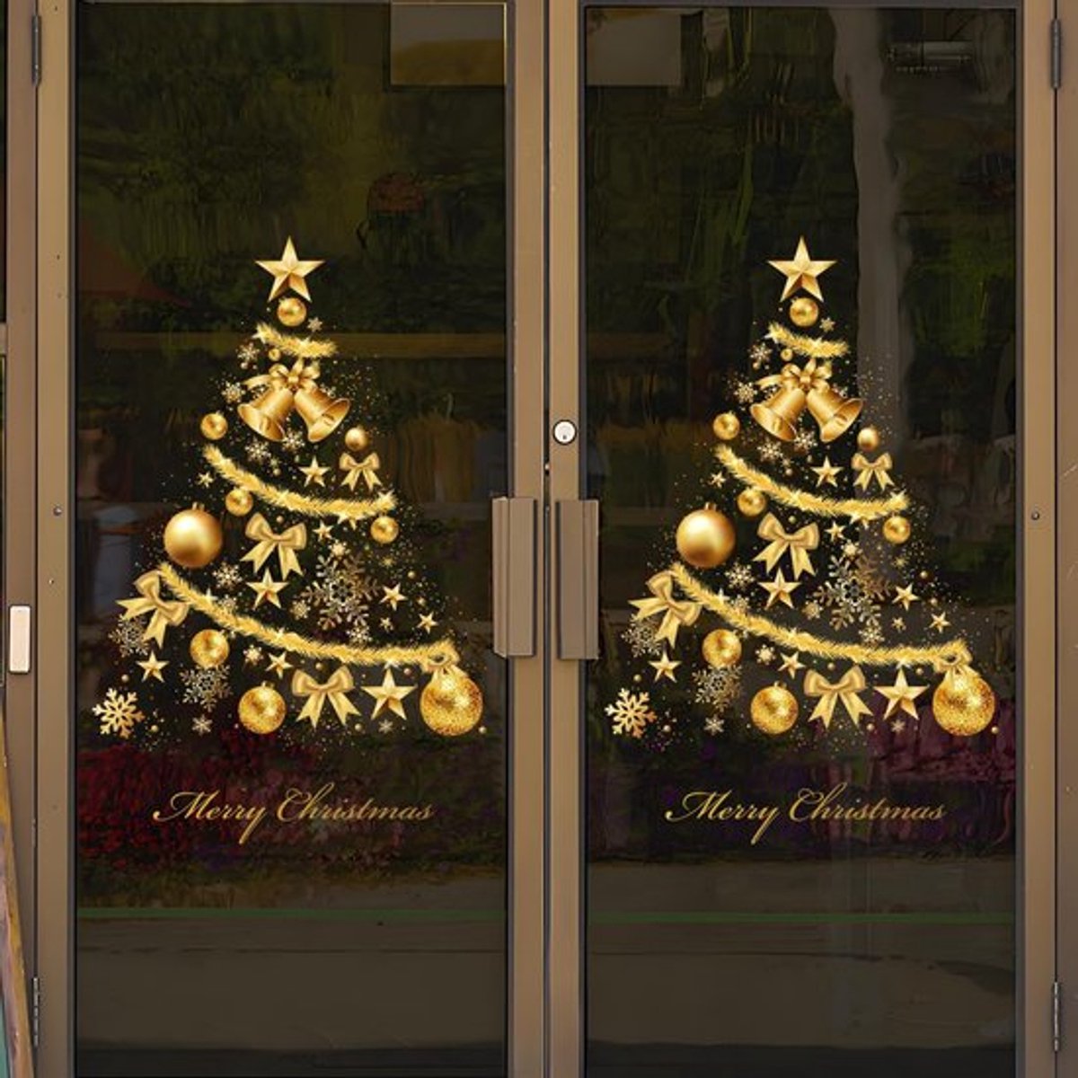 NTHProducts - Kerstvenster Stickers - Decoratie voor Kerstmis - Goud - Winterse