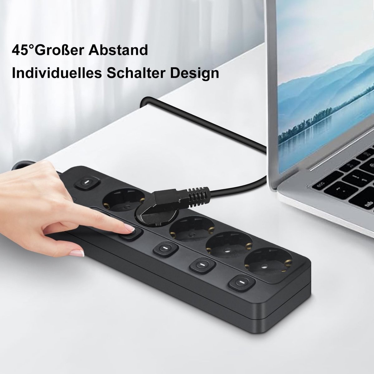 Meervoudige Stekkerdoos - Zwart - 5 Voudige Aansluiting - USB-C en USB-A - Voor Thuis en Kantoor