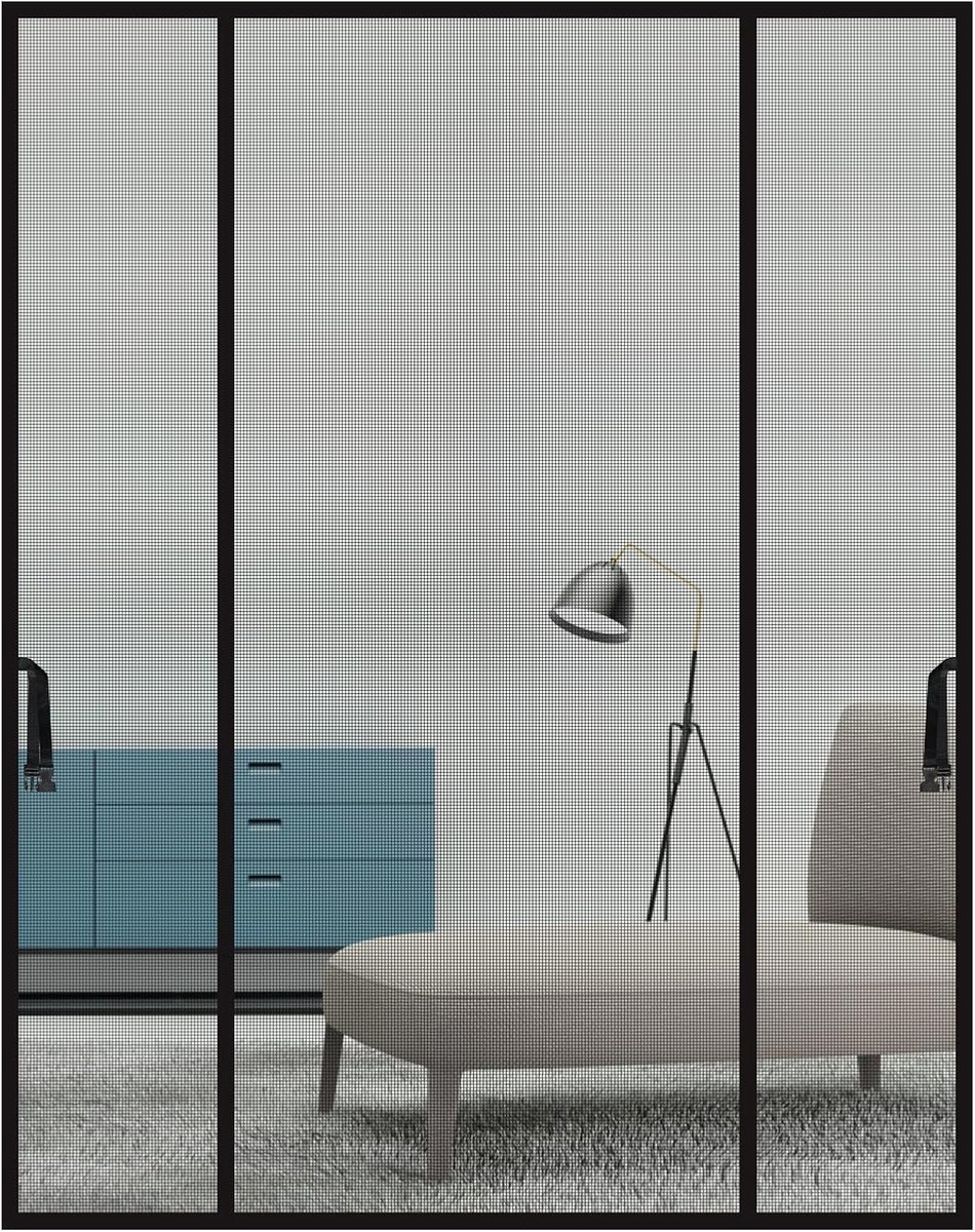 Vliegengaas voor Dubbele Deur - Polyester - Magnetische Sluiting - Winddicht Ontwerp - Voor Balkon en Terras