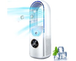 Mobiele Aircooler - Bladloze Ventilator - USB ventilatoren - Aircooler 3 in 1 - Bladloze ventilator stil - Mini Climatiseur en Luchtbevochtiger - met 6 Snelheden - Stil Sorteersysteem Luchtzuivering - voor Kantoor en Camping - Wit