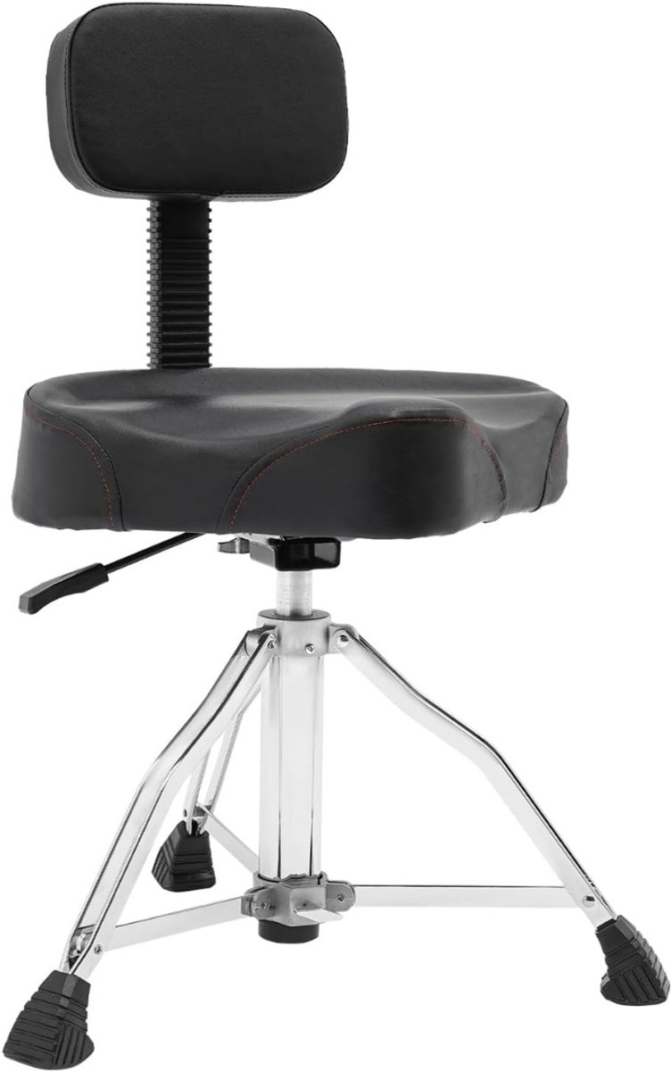 QIN® Drumkruk - Kruk - Drumkruk Verstelbaar - in hoogte verstelbaar - met rugleuning - Zwart - 43cm x 43cm x 60cm