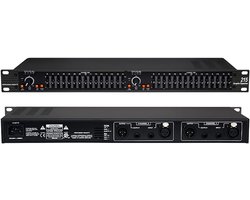 Geluidsversterker Dual Channel - Audio Tuner - Muziek Geluid Verbeteren - Dubbel 15-Bands Equalizer - 1U Rack Mount - Zilver
