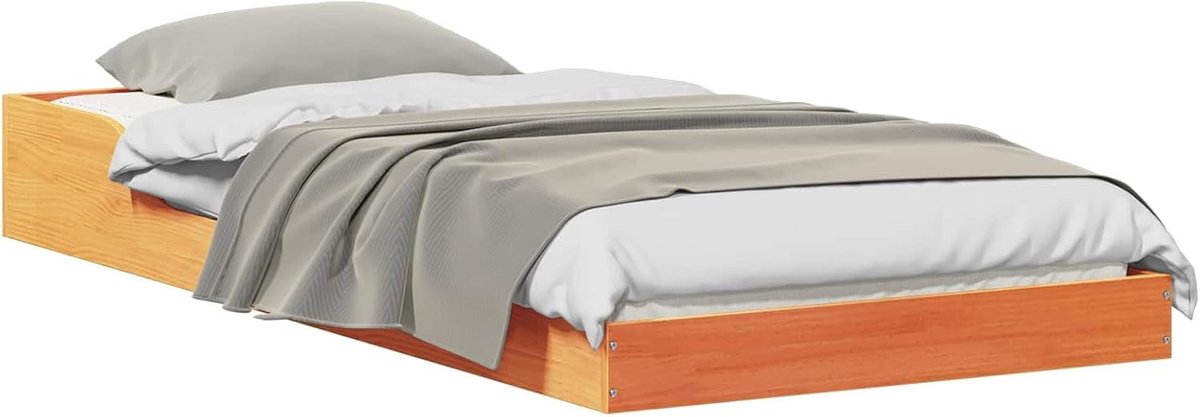 Bedframe Grenenhout - Houten ledikant - Slaapkamer Inrichten - Massief Hout - 90 x 200 cm - Wasbruin