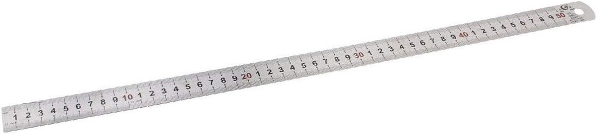 Rechte Liniaal - Meetinstrument - Precisie Meten - Dubbelzijdig - 50 cm - Metaal