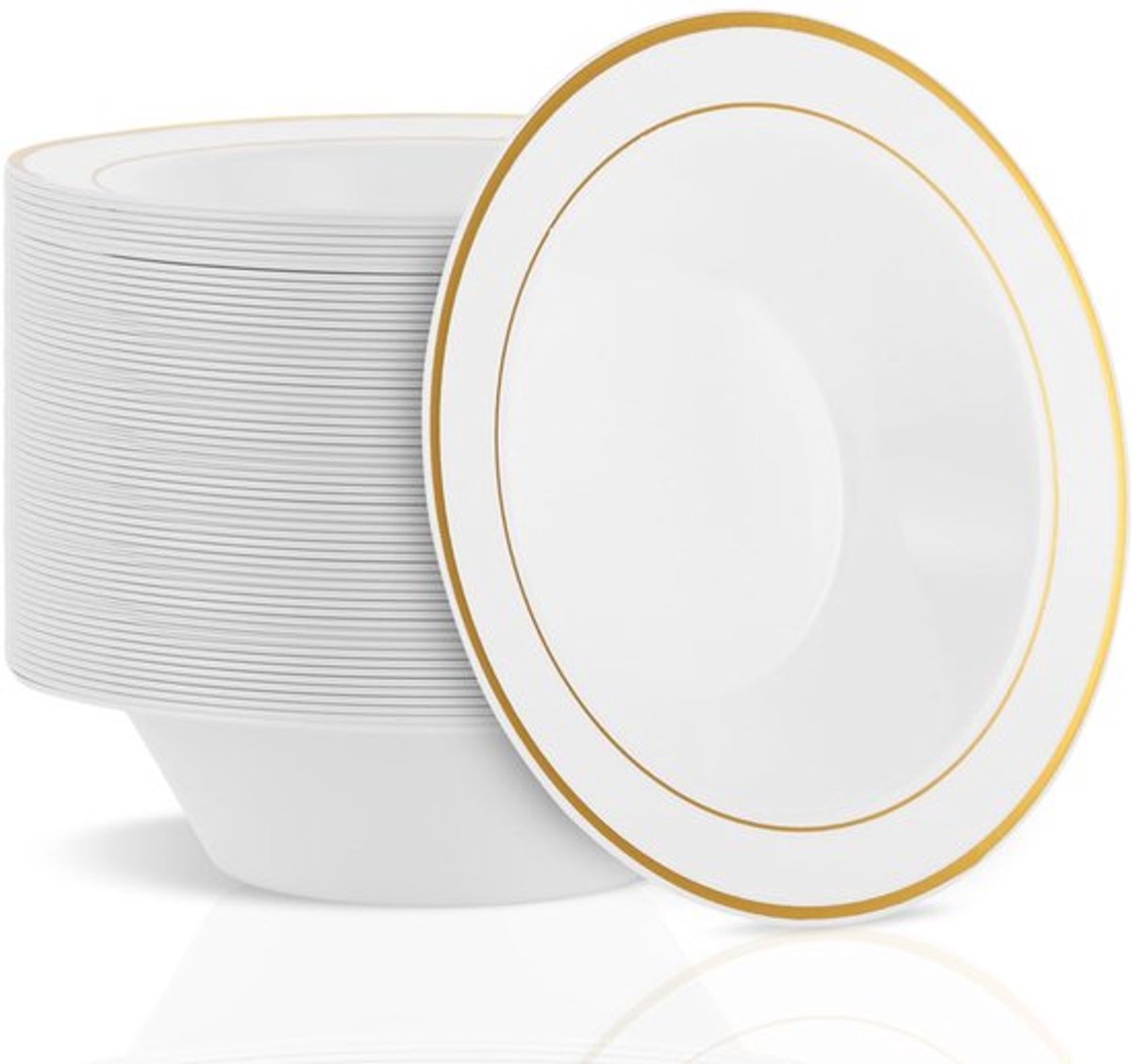 OmGoods - Dailygoody - Witte Plastic Soepkommen - Herbruikbare Kunststof - Gouden