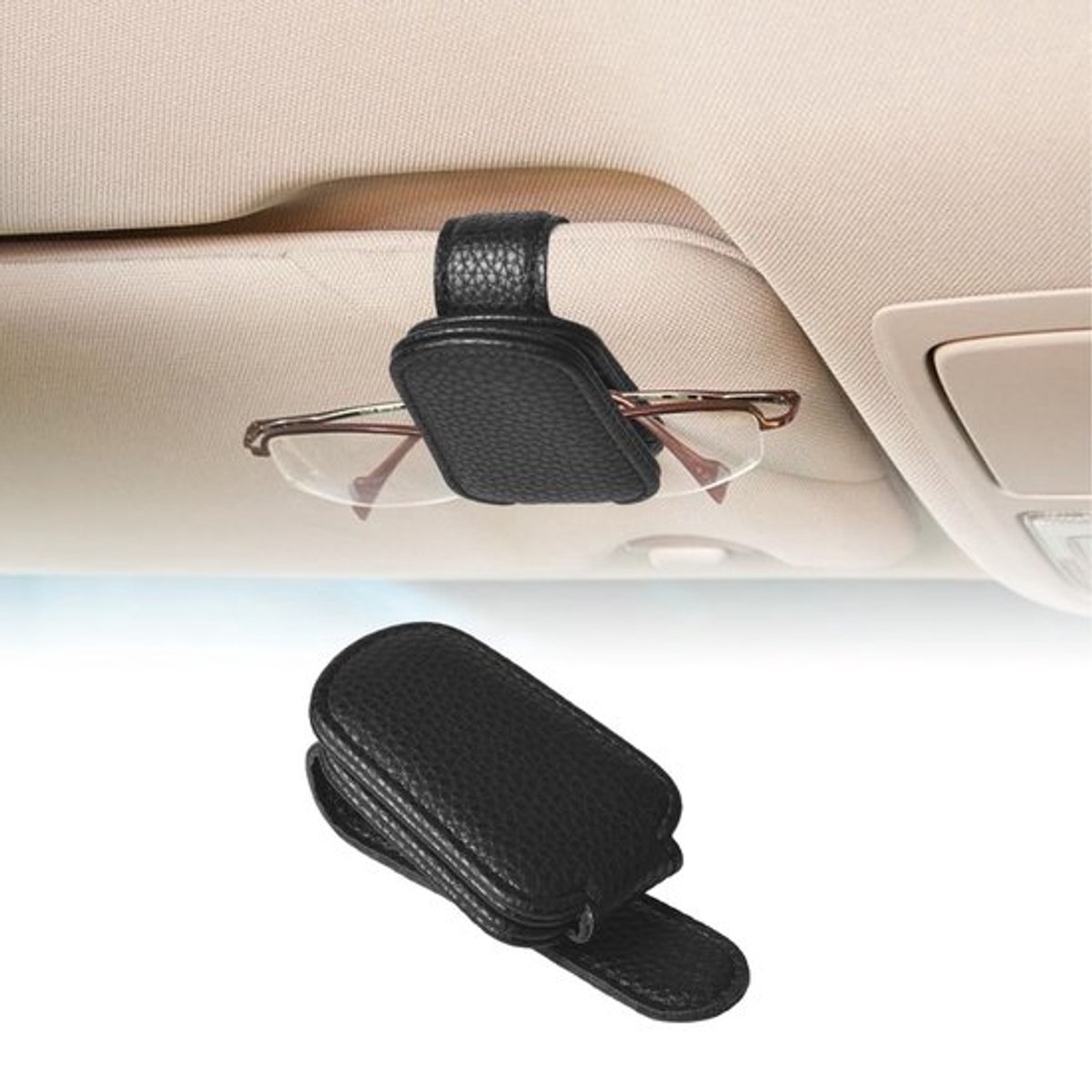 Dailygoods- Brillenhouder Auto - 2 Stuks - Lederen Zonnebrilhouder - Antislip