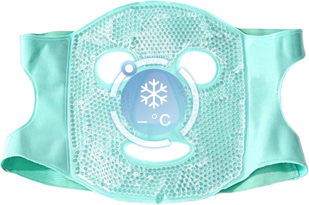 Gezichtsmasker - Koud kompres - Gezichtsverzorging - Handsfree kalmering - 25x21 cm - Blauw