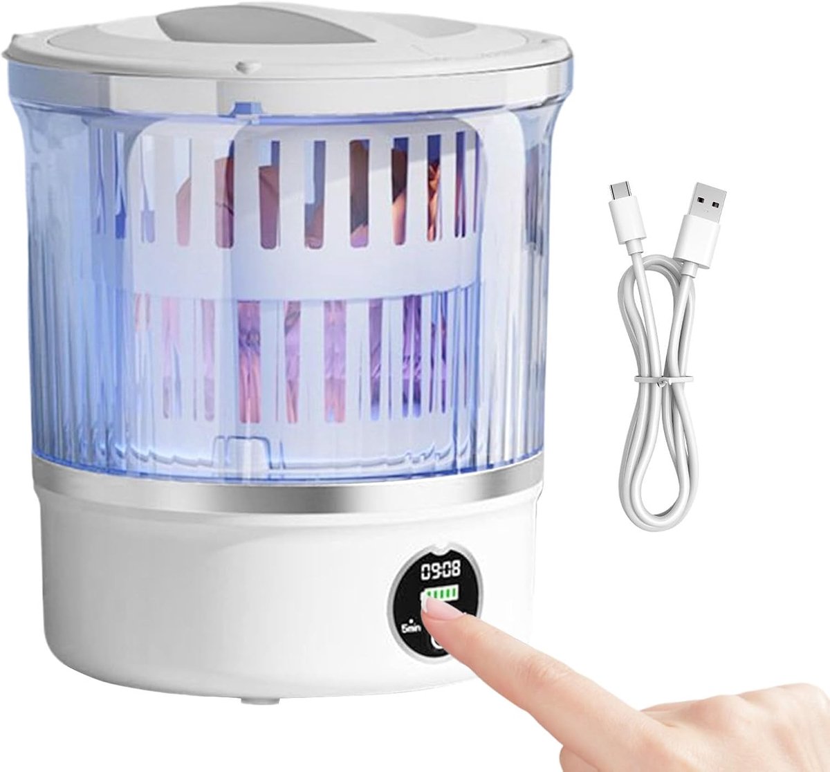 Draagbare Wasmachine Mini Wasapparaat Kleine Wasjes Geluidsarme Werking 3 Liter Capaciteit Wit