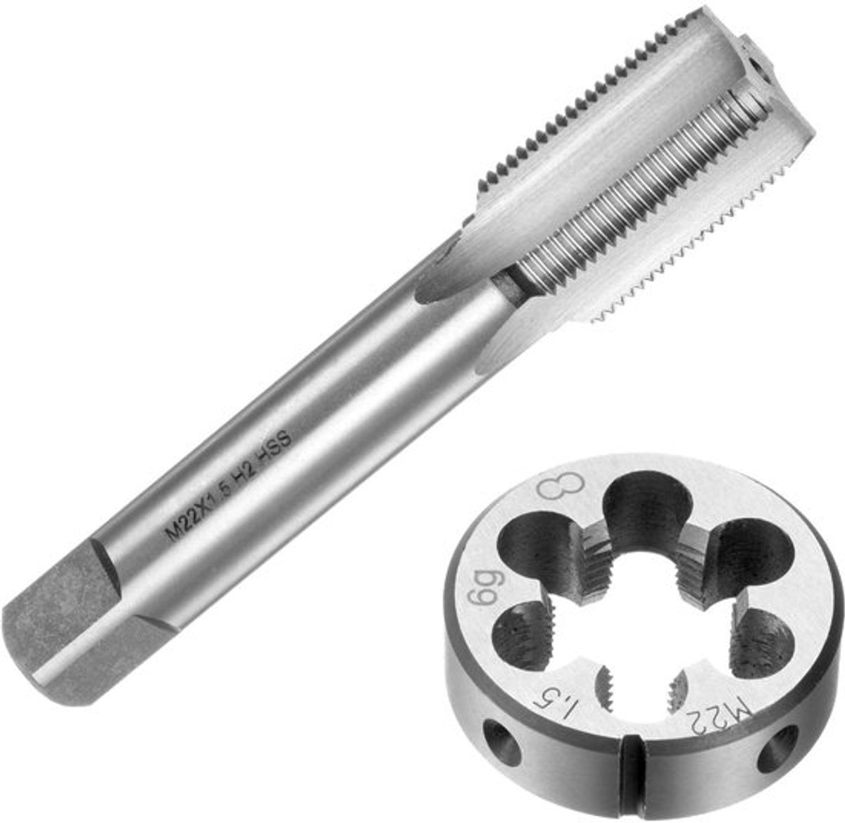 Dailygoods- Tap en Die Set - Metrische M22 x 1,5 Draadtap - Ronde Matrijs - Zware