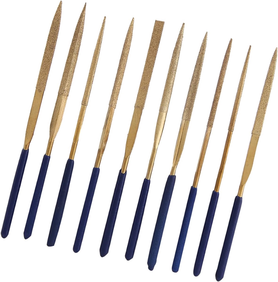 Diamantvijlenset - Metaalvijlen - Sieraden Maken - Comfortabele grip - 10 stuks - Blauw Goud