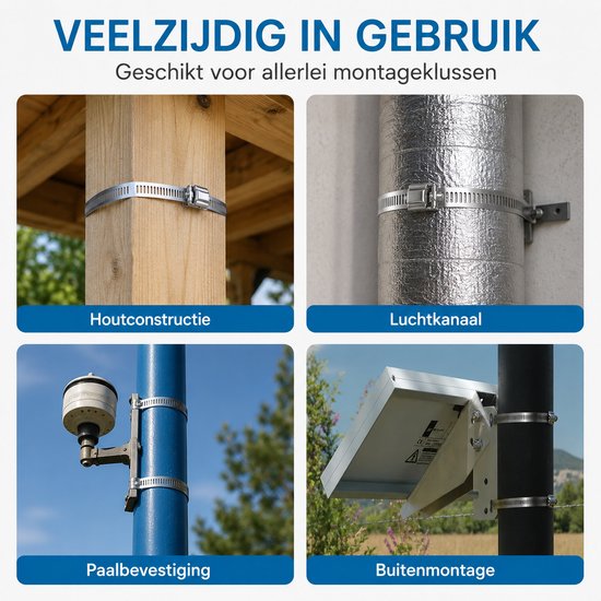 BukkitBow - Premium Slangklem - RVS - Verstelbaar - Diameter tot 350cm - Buisklem - Slangklemmen - Klusmateriaal - Zilver van BukkitBow — afbeelding 3