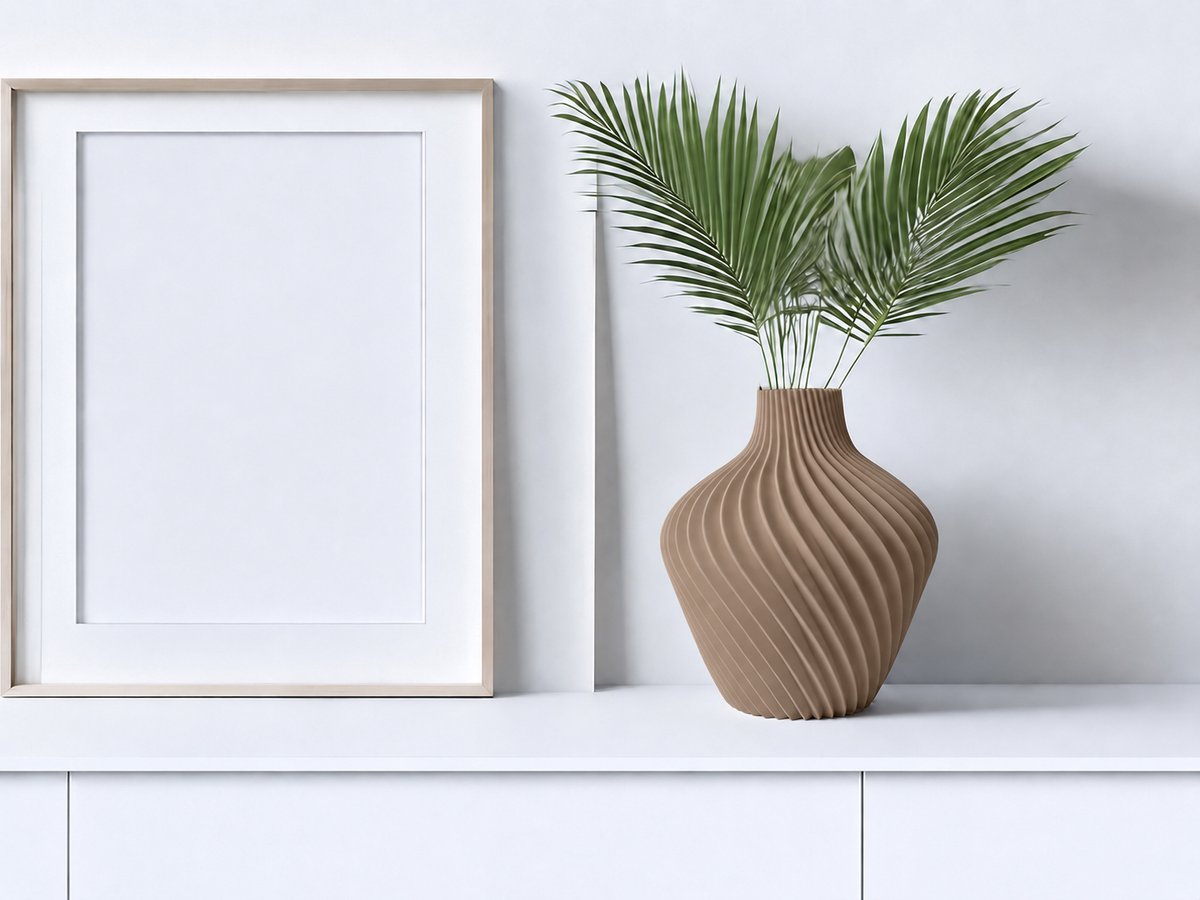 Skushy Pixgy Vaas - Compatibel met Lego Bloemen - Moderne Lichtgewicht Design Vaas voor Droogbloemen - Display Vaas voor Bouwbloemen - Decoratieve Vaas voor Woonkamer en Tafel - Latte