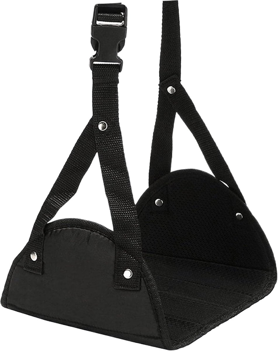 Voetsteun Hammock - Reis Voetensteun - Comfortabel Reizen - Geoptimaliseerde Ventilatie - 18 x 12 x 5 cm - Zwart