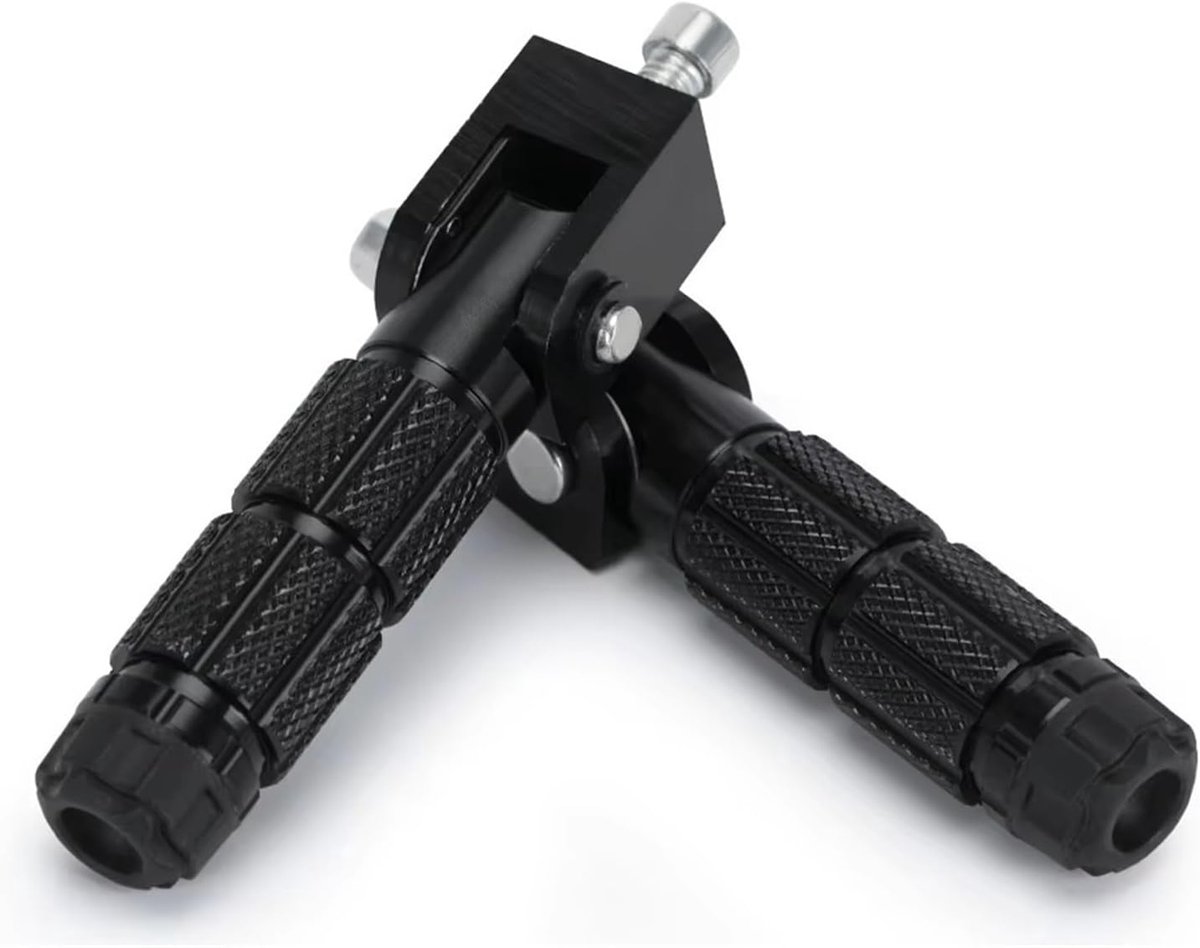 Motorfiets Voetsteunen - Opvouwbare Achterpedalen - Comfortabel Rijden - CNC Aluminium - Universeel - Zwart