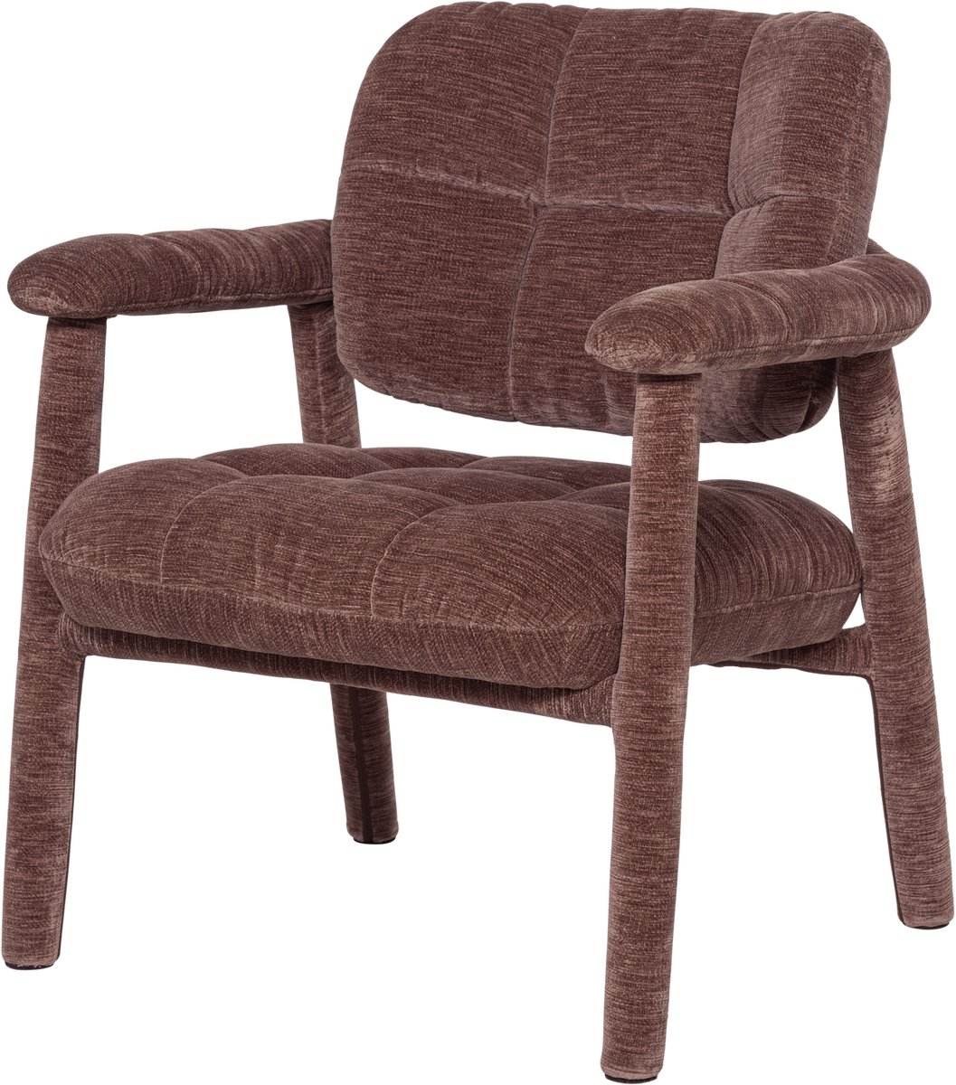 WOOOD Loom Fauteuil - Chenille - Structuur Oudroze - 81x72x73