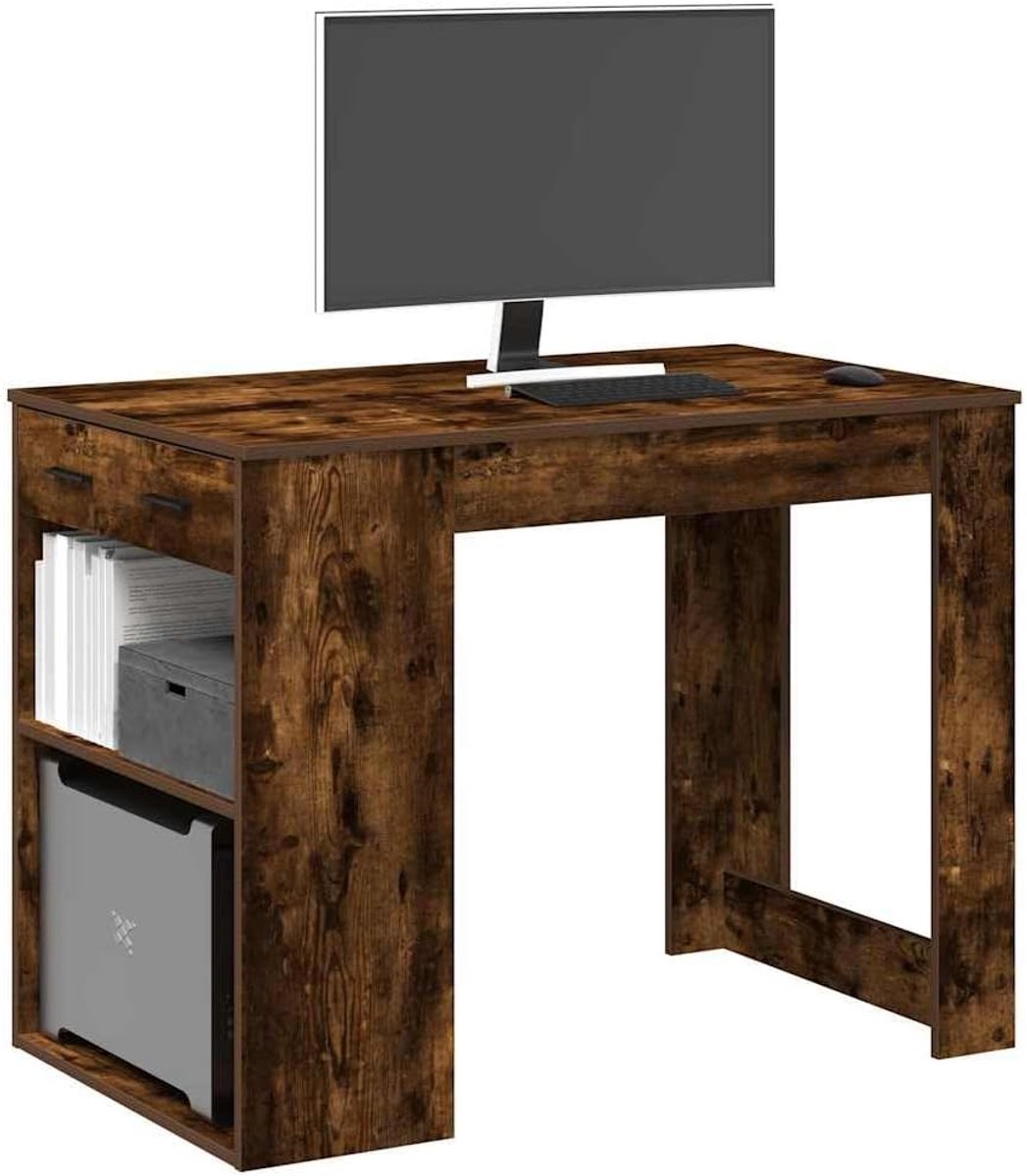 Bureau met laden - Werktafel - Thuiswerken - Veelzijdige opbergruimte - 102 x 62 x 775 cm - Rookeiken