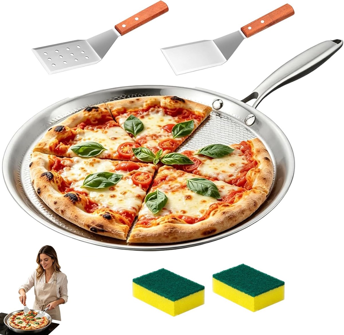 Pannenkoekenpan met Deksel - Koekenpan Titanium - Pannenkoeken Bakken - Natuurlijke Antiaanbaklaag - 30 cm - Grijs