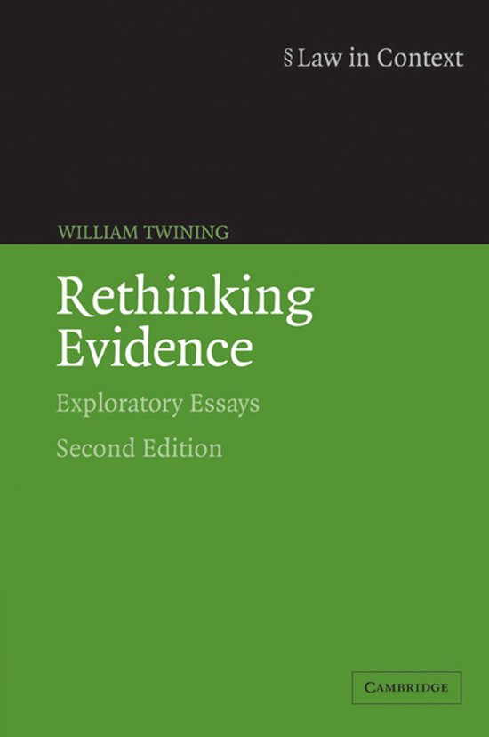 Livre intitulé 'Rethinking Evidence', Exploratory Essays, Second Edition. La couverture est verte et noire avec du texte blanc.