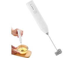 Elektrische Melkopschuimer - Drankmixer Latte - Koffie Drankjes Maken - Drie Snelheden Instelbaar - Compact Formaat - Wit