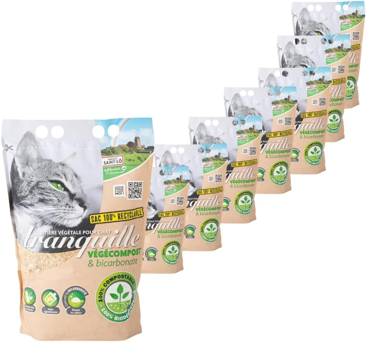 Plantaardige kattenbakvulling - Gerecycled Plantenmateriaal - Ultra-efficiënte absorptie - Composteerbaar - Voor Milieubewuste Huishoudens