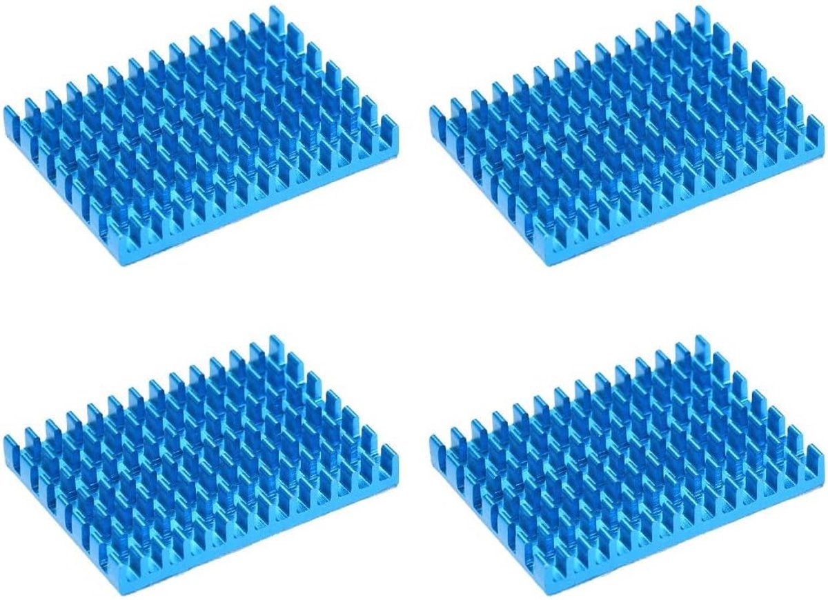 Aluminium Koellichaam - Thermische Pad - Elektronica Koelen - Met Thermische Lijm - 4 Stuks 5x30x40mm - Blauw