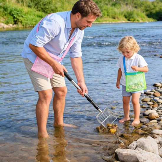 Zandzeef Uitschuifbaar - Strandschep Schelpenzeef - Strandjutten Schelpen Verzamelen - Verstelbare Steel Waterdicht Gaas - 58-105 cm - Niet gespecificeerd van Merkloos	 — afbeelding 2